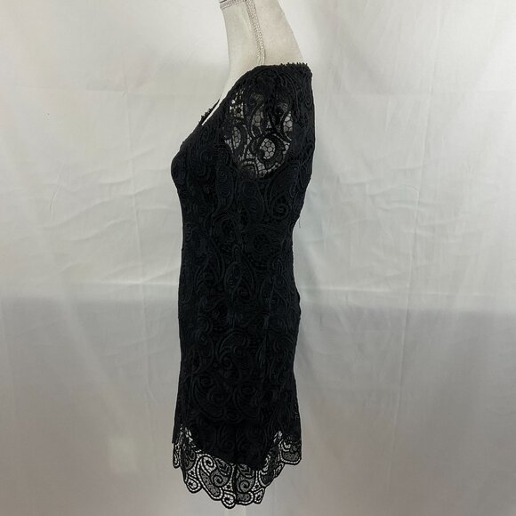Maeve by Anthropologie Dress US 0 Black Lace Overlay Long Sleeve New NWT - Picture 7 of 13